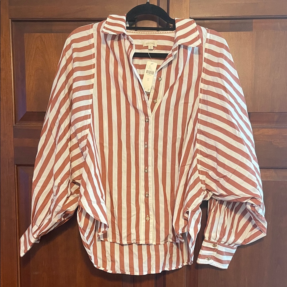 Pilcro Striped Button-Up Blouse